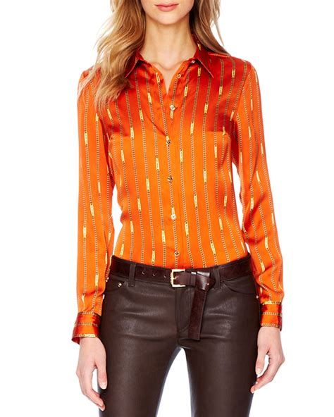 michael kors orange shirt|michael kors shirts women's.